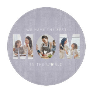 3 photo collage mum cutting board