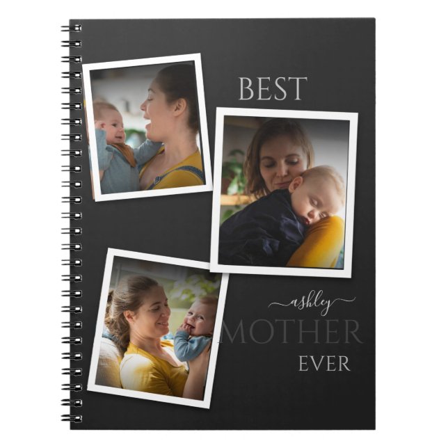 3 Photo Collage Mum Family Memorable Mother's Day Notebook (Front)