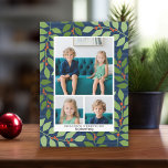 3 Photo Collage Navy Botanical Season's Greeting Holiday Card<br><div class="desc">Use 3 pictures and make a unique and trendy Holiday greeting with a simple,  minimal eucalyptus leaf pattern on the back. If you need to move anything around,  click on the customise button to make changes.</div>