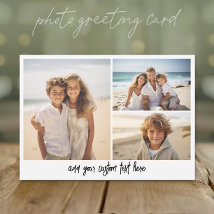 3 Photo Collage on with 1 Line of Script Text Holiday Card