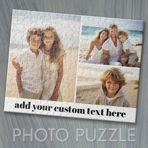3 Photo Collage on with 1 Line of Script Text Jigsaw Puzzle