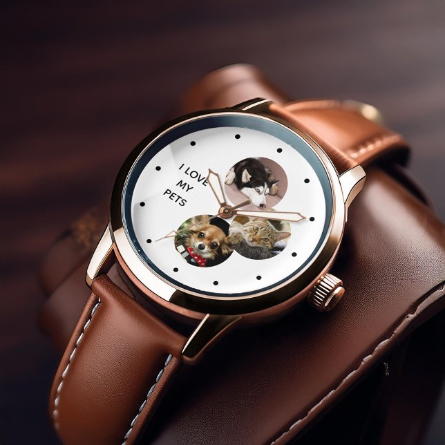 3-Photo Collage Pet Parent Personalised Watch (Inspiration mockup (not actual product))