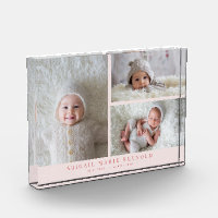 3 Photo Collage Pink New Baby Keepsake