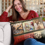 3 Photo Collage Rustic Abstract Personalised Name Decorative Cushion<br><div class="desc">3 Photo Collage Rustic Abstract Personalised Name Accent Pillow Throw Pillow features a photo collage of three of your favourite photos with your personalised name in simple black script on an abstract background. Personalise by editing the text in the text boxes provided. Perfect gift for birthday, Christmas, Mother's Day, Father's...</div>