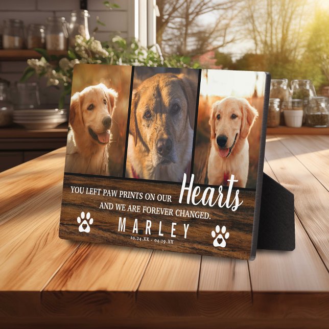 3 Photo Collage Rustic Pet Loss Memorial Plaque (Creator Uploaded)