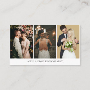 3 Photo Collage Simple Modern Elegant Photographer Business Card