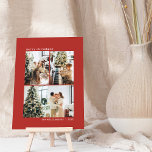 3 Photo Collage Typewriter Red Merry Christmas Holiday Card<br><div class="desc">Minimalist 3 Photo Collage Typewriter Typography Merry Christmas Holiday Card in Festive Red</div>