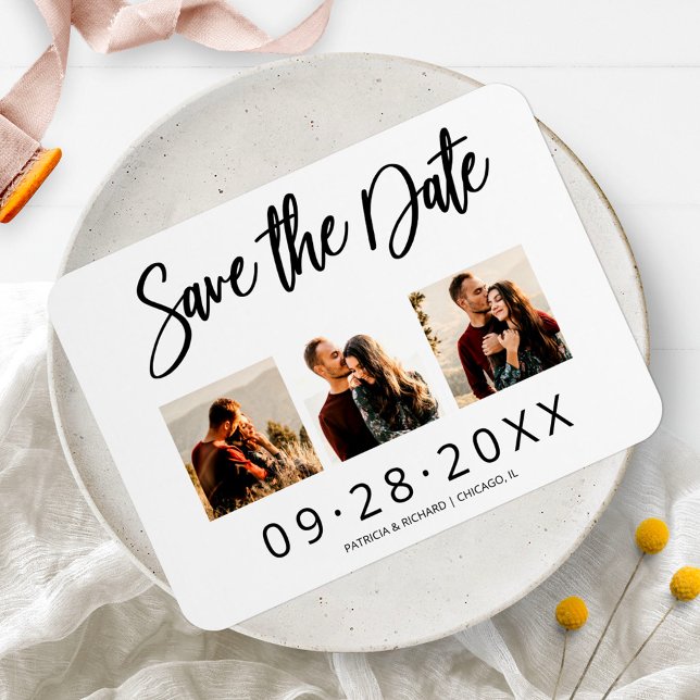 3 Photo Collage Wedding Save The Date  Magnet (Creator Uploaded)
