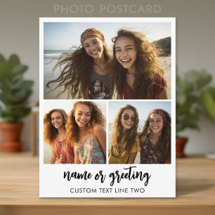 3 Photo Collage with Script Text  Postcard