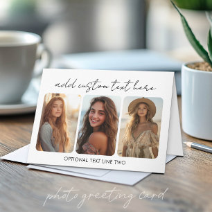 3 Photo Collage with trendy bounce script Card