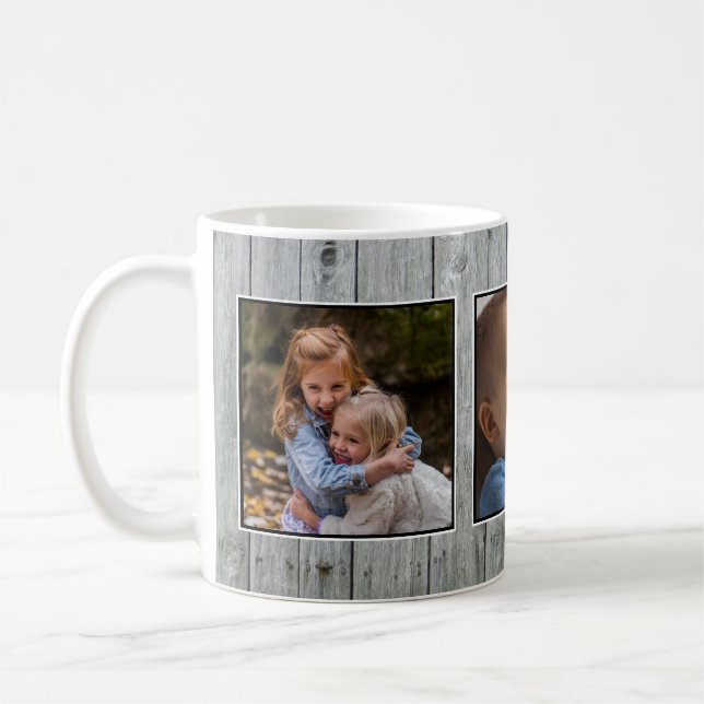 3 Photo Collage Wood Coffee Mug (Left)
