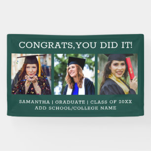 3 Photo Congrats Graduate 2023 Graduation Green Banner