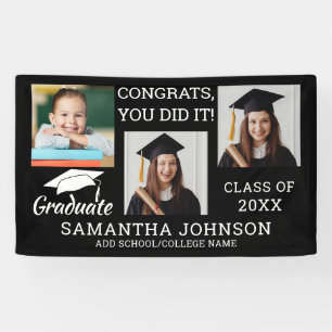 3 Photo Congrats Graduate Class Of 2025 Black Banner