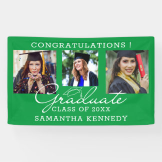 3 Photo Congratulations Graduate Graduation Green Banner