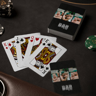 3 Photo Coolest Dad Est. Custom Year - Dad Gift Playing Cards