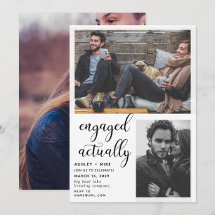 3 Photo Engaged Actually Engagement Party Invite