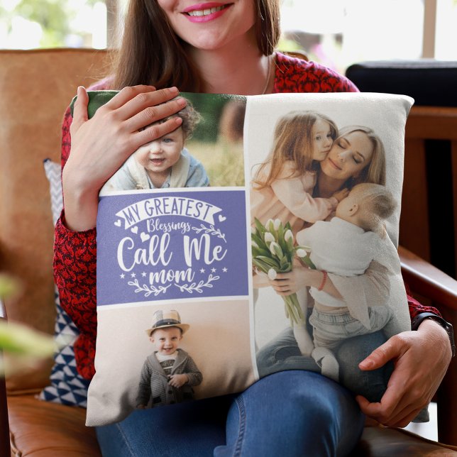 3 photo family collage mom keepsake mothers day cushion (Creator Uploaded)