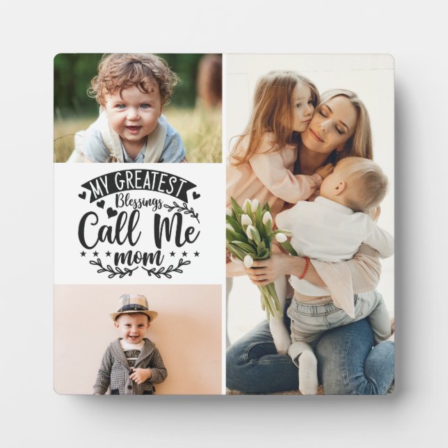 3 photo family collage mum keepsake mothers day plaque (Front)
