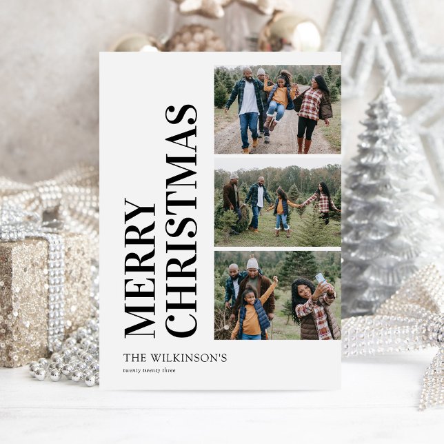 3 Photo Family Merry Christmas Holiday Card (Creator Uploaded)
