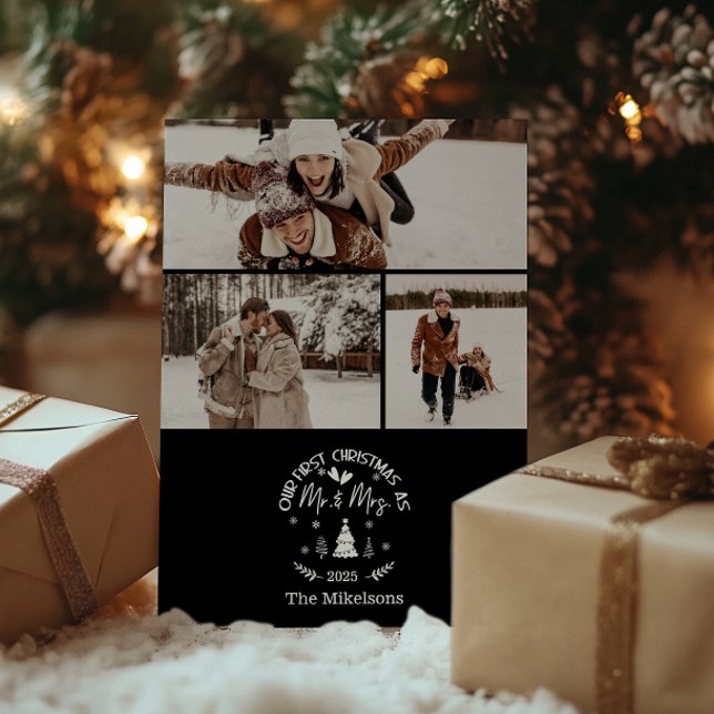 3 Photo First Christmas as Mr. & Mrs Holiday Card (Creator Uploaded)