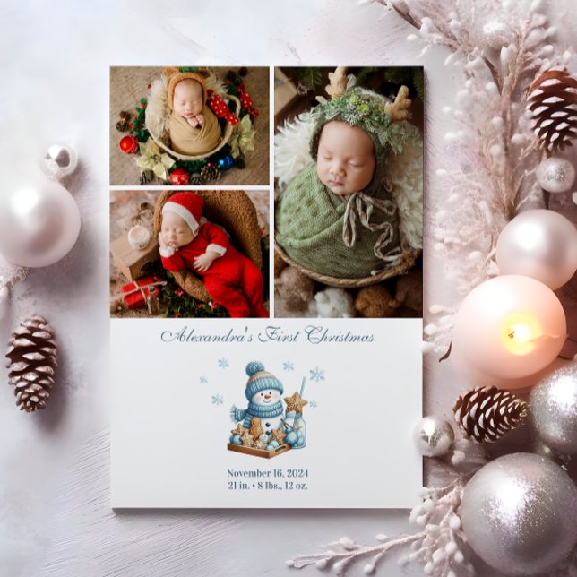 3 Photo First Christmas Birth Announcement  (Creator Uploaded)
