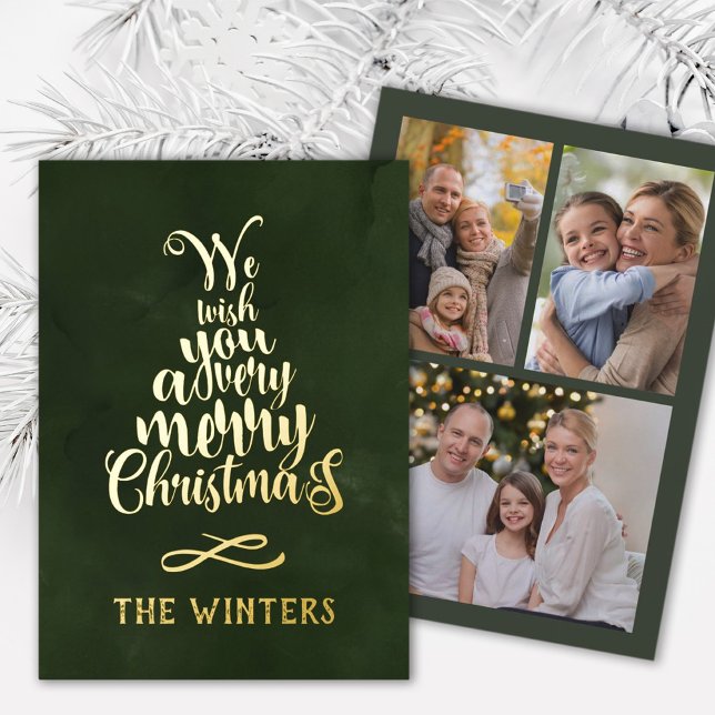 3 Photo Gold and Green Christmas Tree Lettering  (Creator Uploaded)