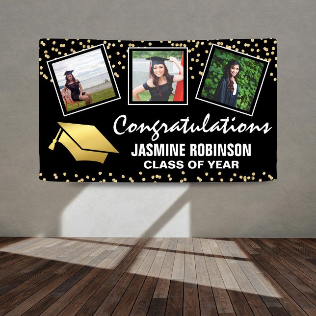 3 Photo Gold Graduate Graduation 2025 Banner (Creator Uploaded)