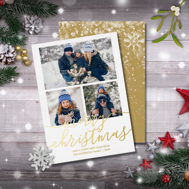 3 Photo Gold Script Merry Christmas Gold (Creator Uploaded)