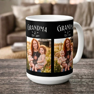 3 Photo Grandma Est Year Custom Name Number Grands Coffee Mug