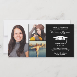 3 Photo Grid Collage Class of Grad Announcement