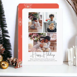 3 Photo Happy Holidays Christmas Holiday Card