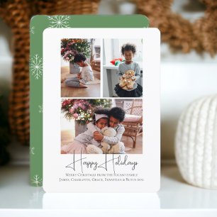 3 Photo Happy Holidays Christmas Holiday Card