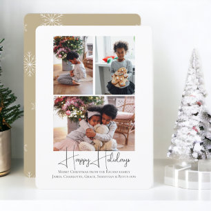 3 Photo Happy Holidays Christmas Holiday Card