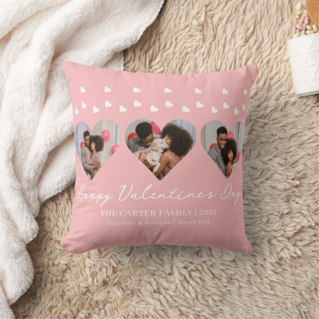 3 photo Heart collage valentines day couple Cushion (Blanket)