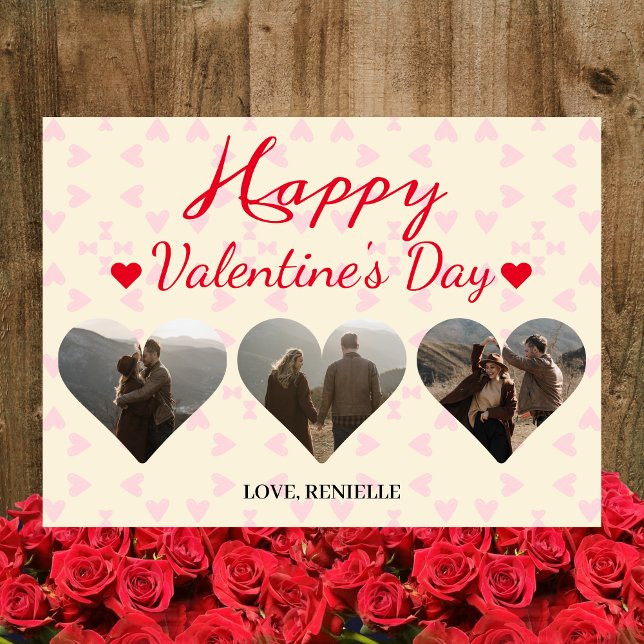 3 photo Heart collage valentines day couple Holiday Card (Creator Uploaded)