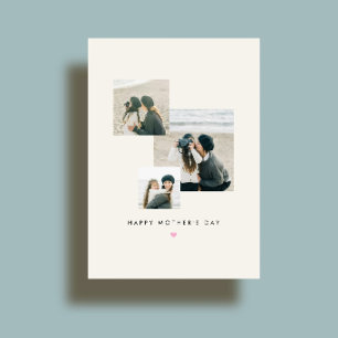 3 Photo Heart Illustration Custom Mother's Day Card