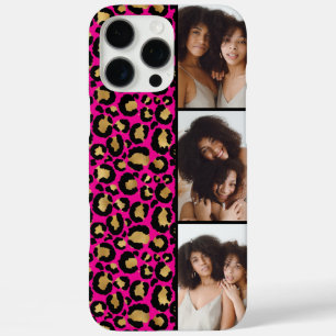 3 Photo Hot Pink And Gold Leopard Print iPhone 16 Pro Max Case