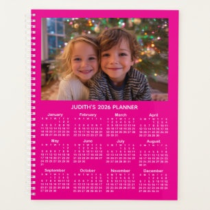 3 Photo Hot Pink and White 2026 Calendar Planner