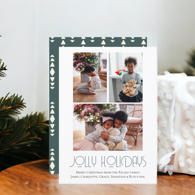 3 Photo Jolly Holidays Christmas Holiday Card (3 Photo Jolly Holidays Christmas Holiday Cards from Ricaso. Add own photos and text. )