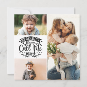 3 photo kids collage mum keepsake mothers day card