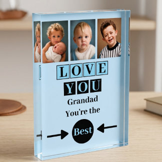 3 photo love you grandad blue block