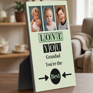 3 photo love you grandad green plaque