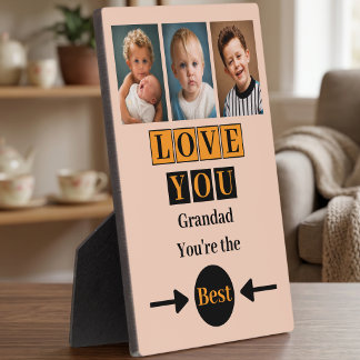 3 photo love you grandad orange plaque