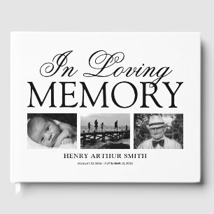 3 Photo Memorial Funeral Guest Book