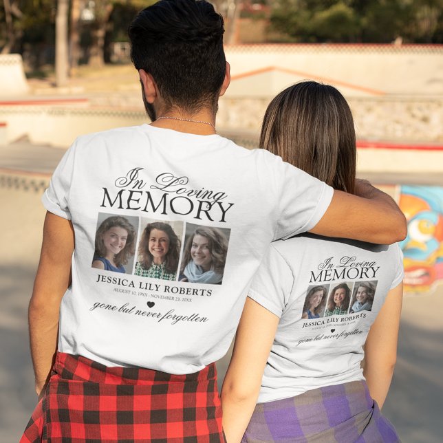 3 Photo Memorial Tee – Gone But Never Forgotten (Creator Uploaded)