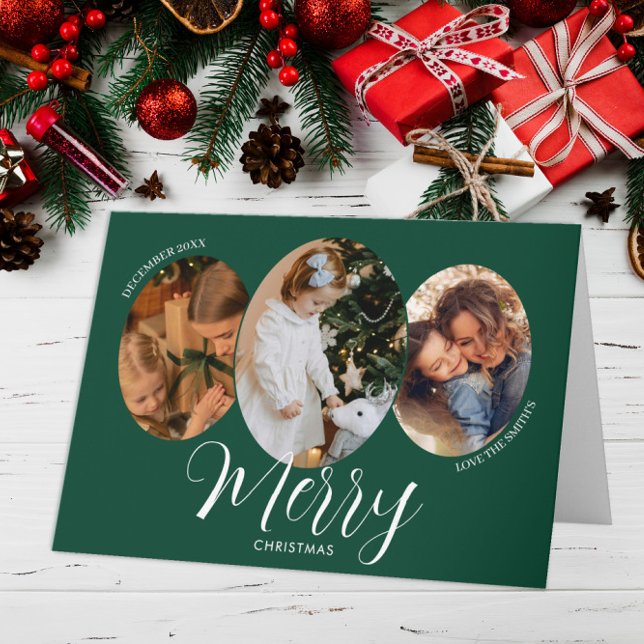 3 Photo Merry Christmas Family Thank You Card (Creator Uploaded)