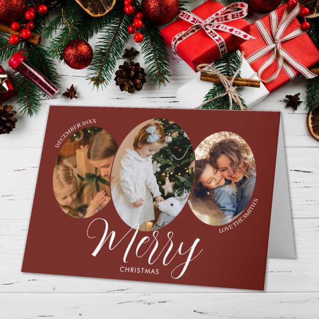 3 Photo Merry Christmas Family Thank You Card (Creator Uploaded)