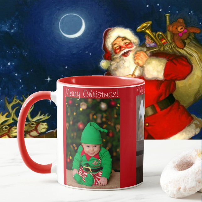 3 Photo Merry Christmas w Kid's Names Gift Mug (Creator Uploaded)