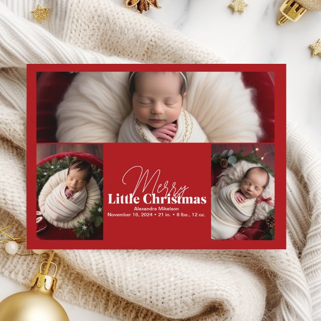 3 Photo Merry Little Christmas Holiday Card (Creator Uploaded)