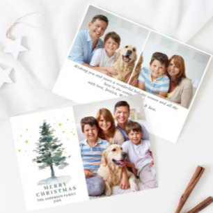 3 PHOTO Minimalist Christmas Tree Greeting Holiday Card